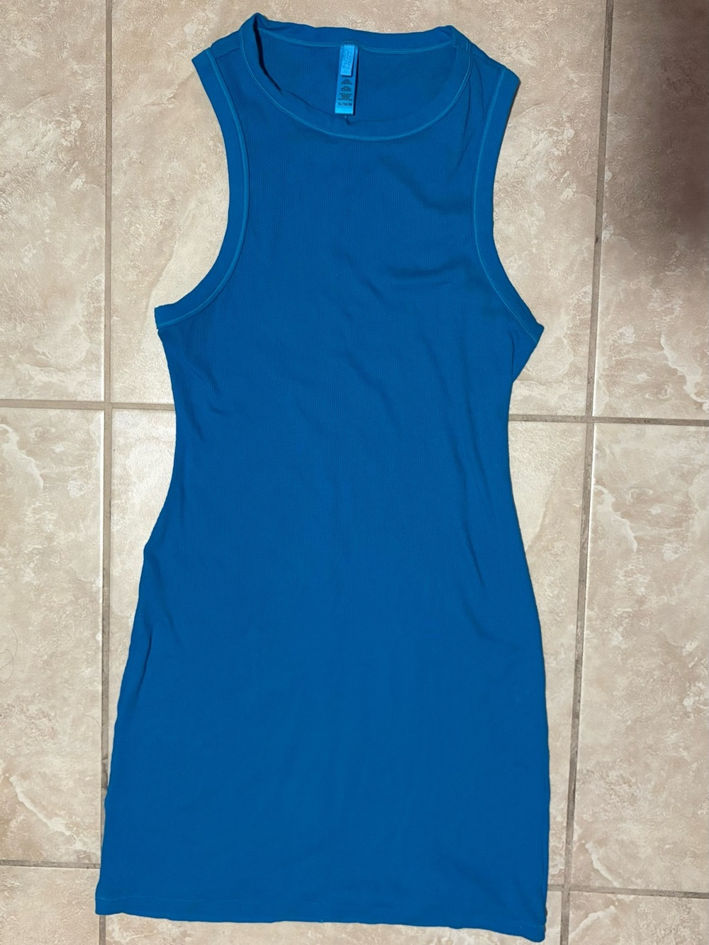 🦋Rare Limited Edition SKIMS Cotton Mykonos Blue Ribbed Mini Tank Dress🦋